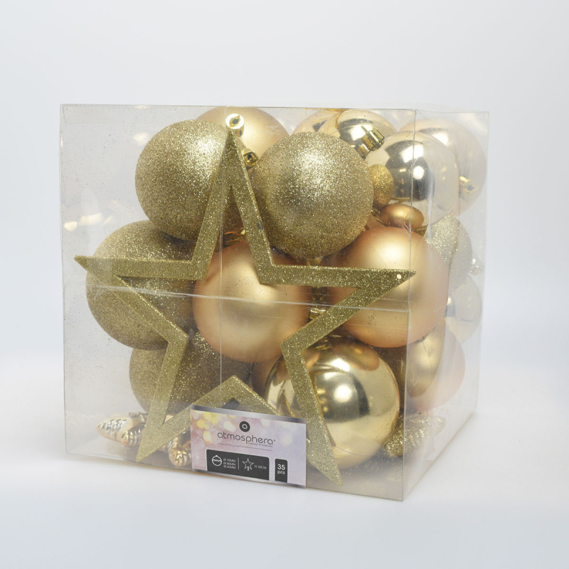 Χριστουγεννιάτικες Μπάλες (Σετ 35τμχ) A-S Gold 184167