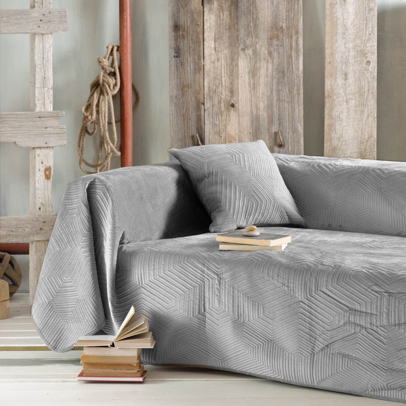 Ριχτάρι Καναπέ Διθέσιου Βελουτέ (180x240) Rythmos Selma Grey