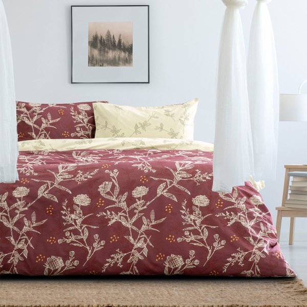 Σεντόνια Μονά (Σετ) Kocoon Grunge Rose Bordeaux