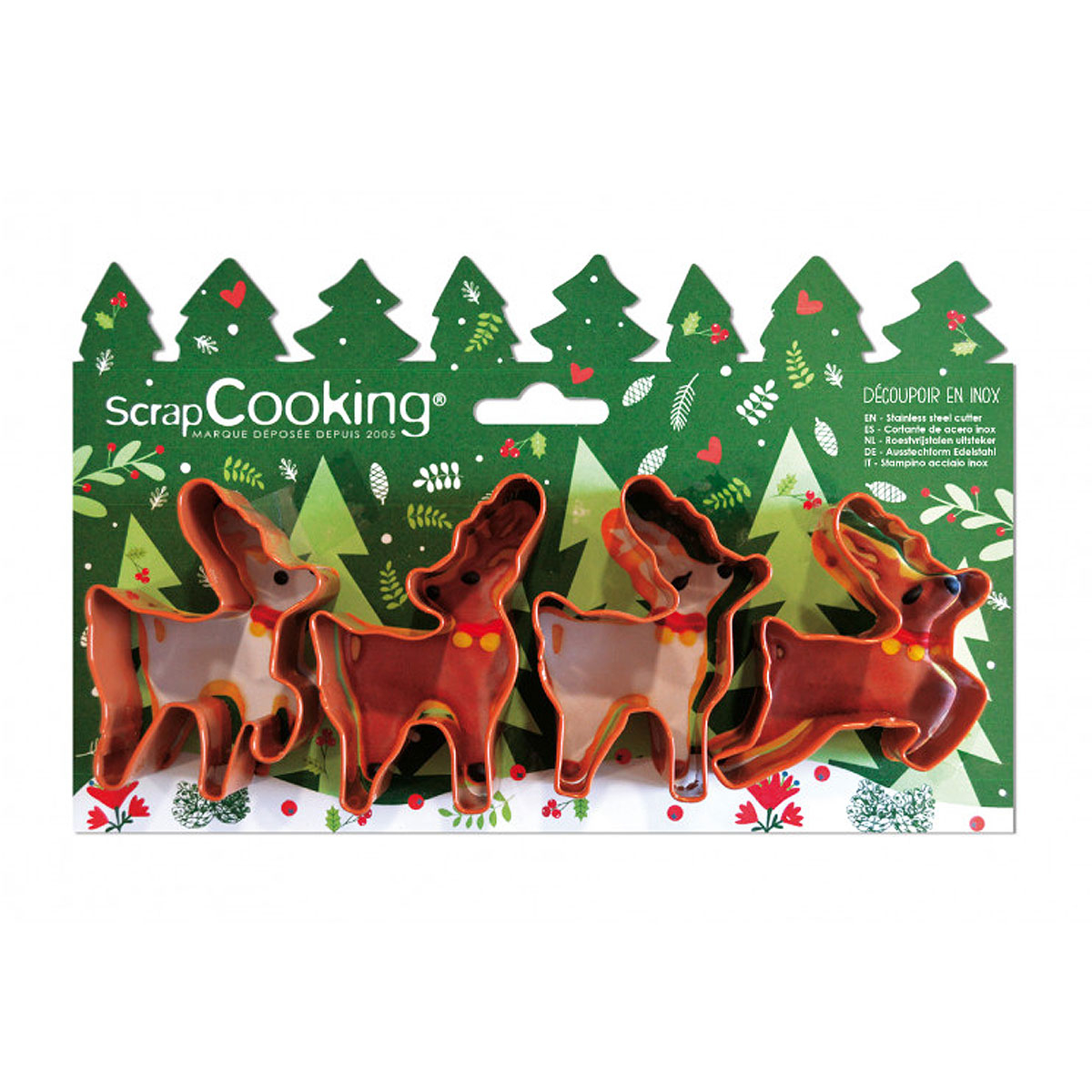 Χριστουγεννιάτικα Κουπ Πατ Ανοξείδωτα (Σετ 4τμχ) Scrap Cooking Τάρανδοι SCC-2082 225155