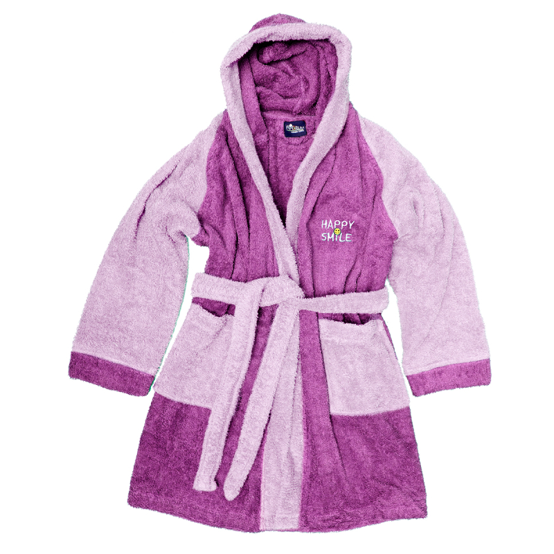 Παιδικό Μπουρνούζι Dimcol Happy Smile Σκούρο Μωβ