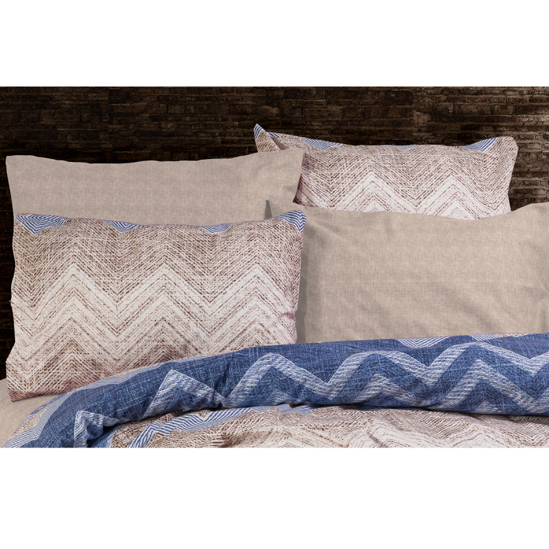 Μαξιλαροθήκη (50x70) Dimcol Αθηνά 407 Beige/Blue