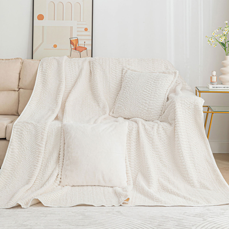 Ριχτάρι Καναπέ Τριθέσιου Γούνινο (180x320) Silk Fashion NX201 Ivory