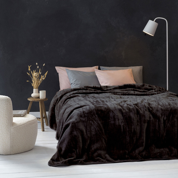 Κουβέρτα Βελουτέ Μονή (160x220) Nima Bed Linen Coperta Black
