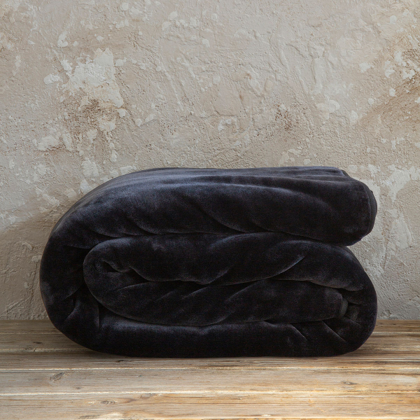 Κουβέρτα Βελουτέ Μονή (160x220) Nima Bed Linen Coperta Black