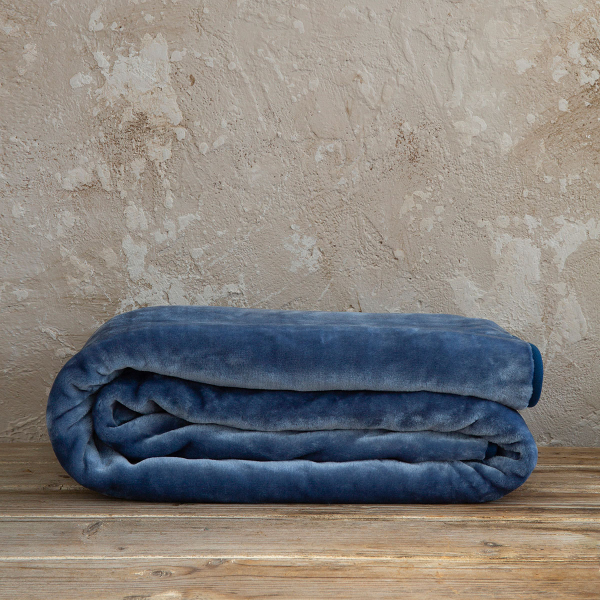 Κουβέρτα Βελουτέ Μονή (160x220) Nima Bed Linen Coperta Blue