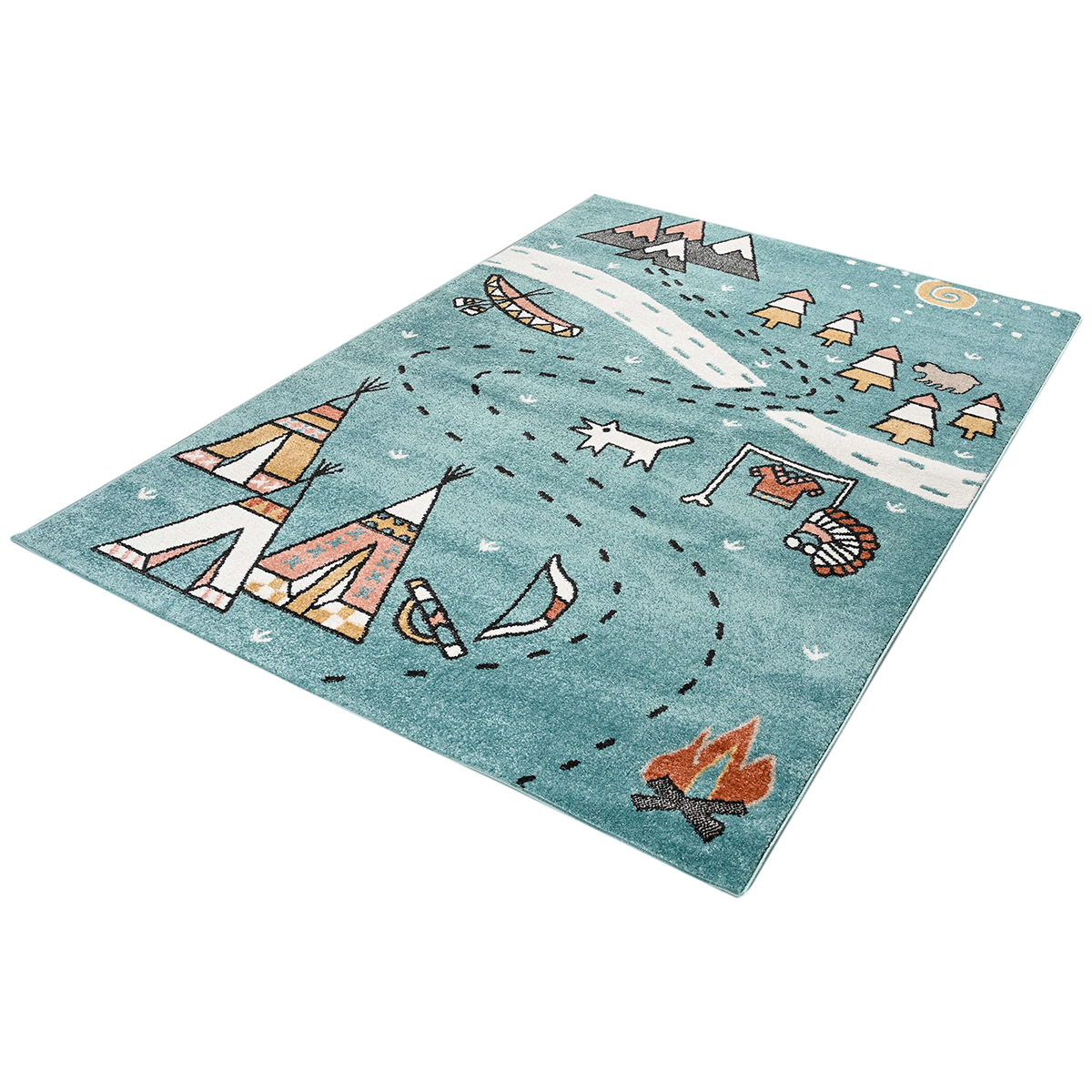 Παιδικό Χαλί (160X230) Polcarpet Carousel Dream 9136 Blue Indian Home Χαλιά Βρεφικά & Παιδικά Spitishop