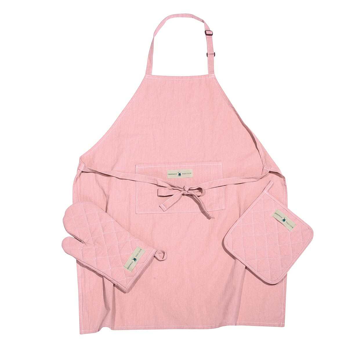 Σετ Κουζίνας 3Τμχ Greenwich Polo Club Essential 2639 Pink Home Λευκά Είδη & Τραπεζαρίας Πιάστρες Ποδιές Spitishop