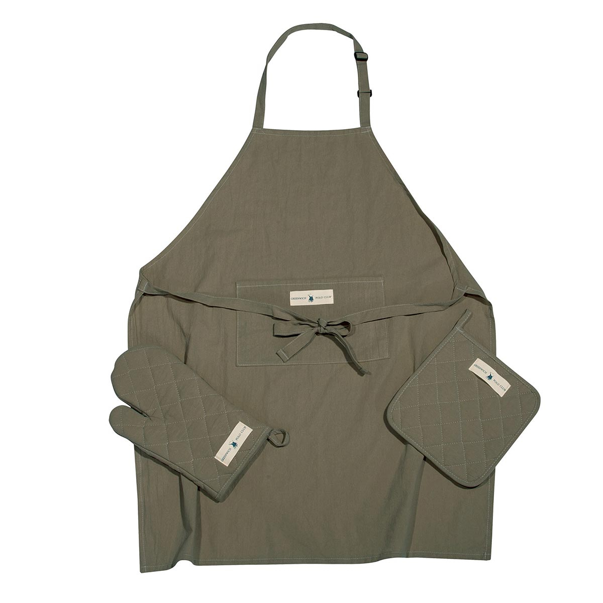Σετ Κουζίνας 3Τμχ Greenwich Polo Club Essential 2460 Khaki Home Λευκά Είδη & Τραπεζαρίας Πιάστρες Ποδιές Spitishop