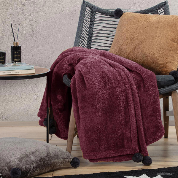 Διακοσμητικό Ριχτάρι Fleece/Κουβέρτα Καναπέ (130x180) Nef-Nef Miaris Rouge