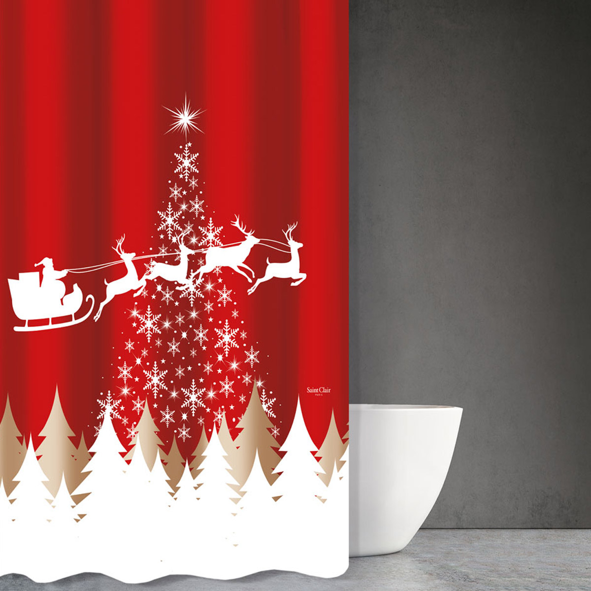 Χριστουγεννιάτικη Κουρτίνα Μπάνιου (180x200) Saint Clair Des 407