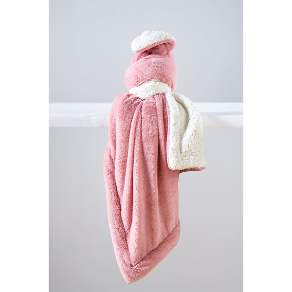 Κουβέρτα Fleece Αγκαλιάς (75x90) Με Γουνάκι Anna Riska 2 Blush Pink
