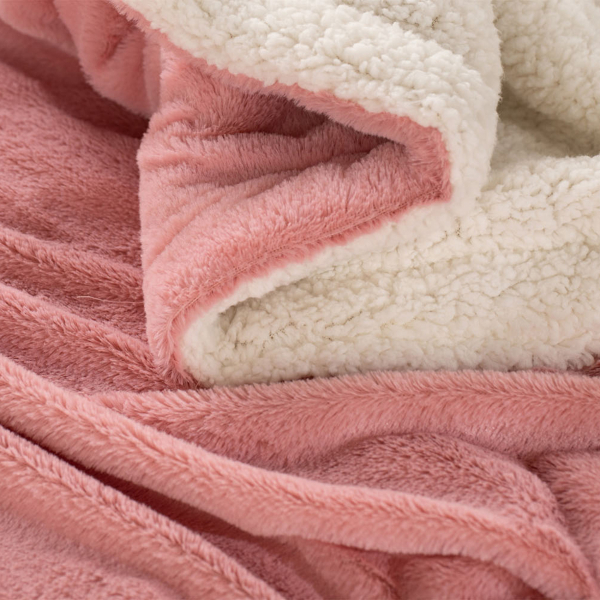 Κουβέρτα Fleece Αγκαλιάς (75x90) Με Γουνάκι Anna Riska 2 Blush Pink