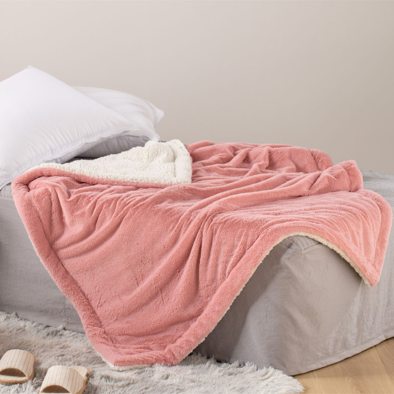 Κουβέρτα Fleece Κούνιας (110x140) Με Γουνάκι Anna Riska Heaven 2 Blush Pink