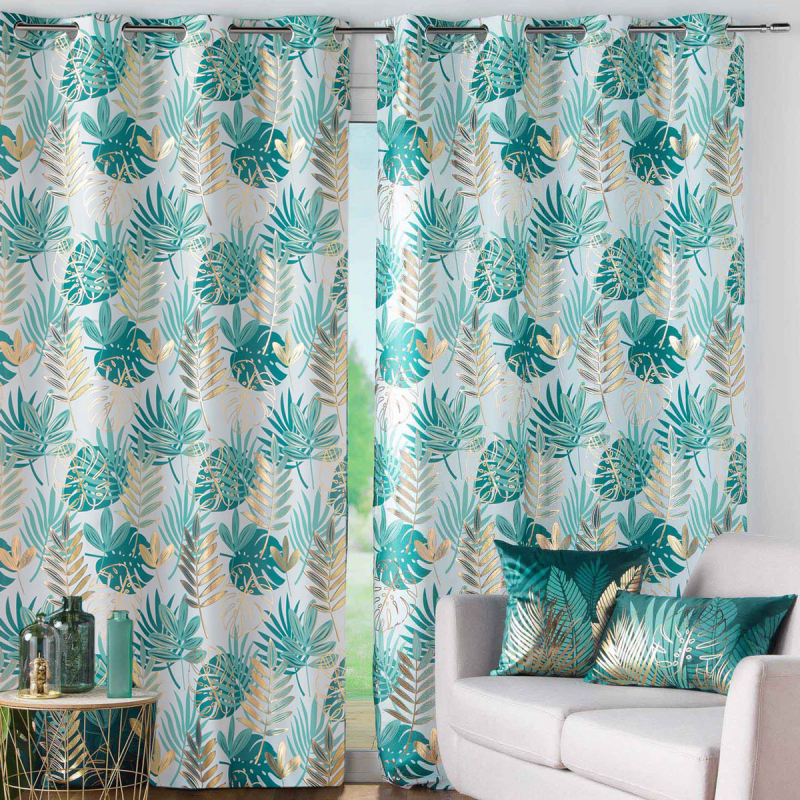 Κουρτίνα (140x260) Με Τρουκς L-C Ornella Rideau Blanc/Emeraude 1611225