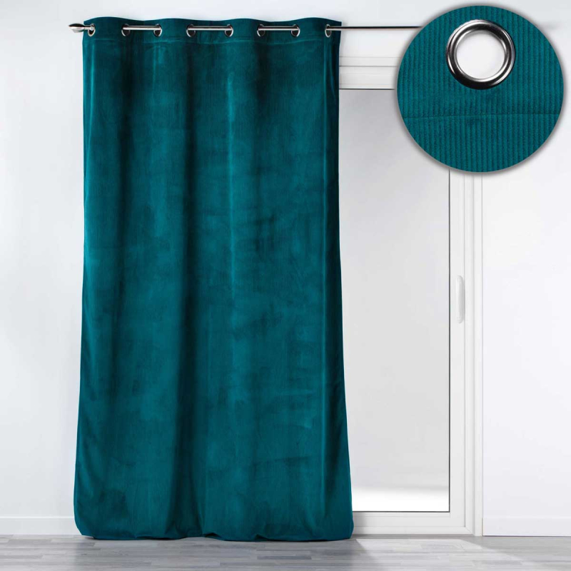Κουρτίνα Βελουτέ (140x260) Με Τρουκς L-C Casual Petrol 1611432