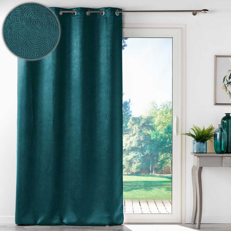 Κουρτίνα Συσκότισης Βελουτέ (135x240) Με Τρουκς L-C Anthea Petrol 1611375