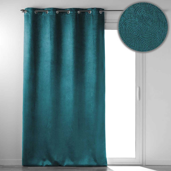 Κουρτίνα Συσκότισης Βελουτέ (135x240) Με Τρουκς L-C Anthea Petrol 1611375