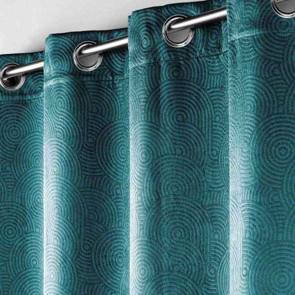 Κουρτίνα Συσκότισης Βελουτέ (135x240) Με Τρουκς L-C Anthea Petrol 1611375