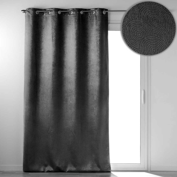 Κουρτίνα Συσκότισης Βελουτέ (135x240) Με Τρουκς L-C Anthea Anthracite 1611373