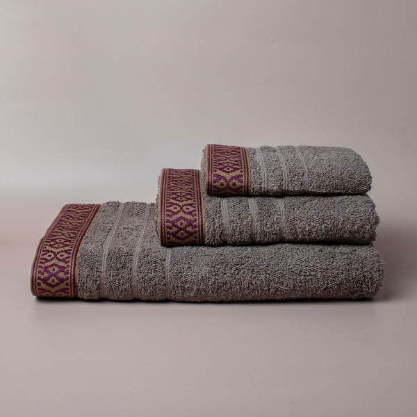 Πετσέτα Προσώπου (50x90) White Fabric Maribelle Brown 500gsm