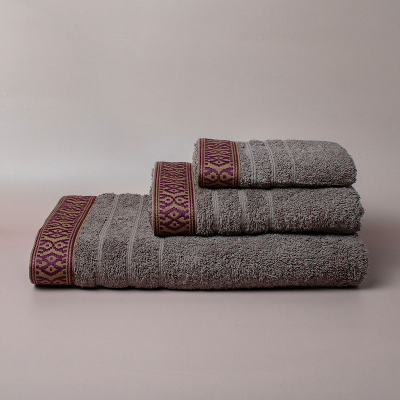 Πετσέτες Μπάνιου (Σετ 3τμχ) White Fabric Maribelle Brown 500gsm