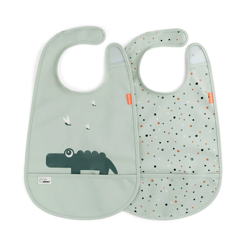 Σαλιάρες (42x27.5) Σετ 2τμχ Done By Deer Croco BR76429 Green