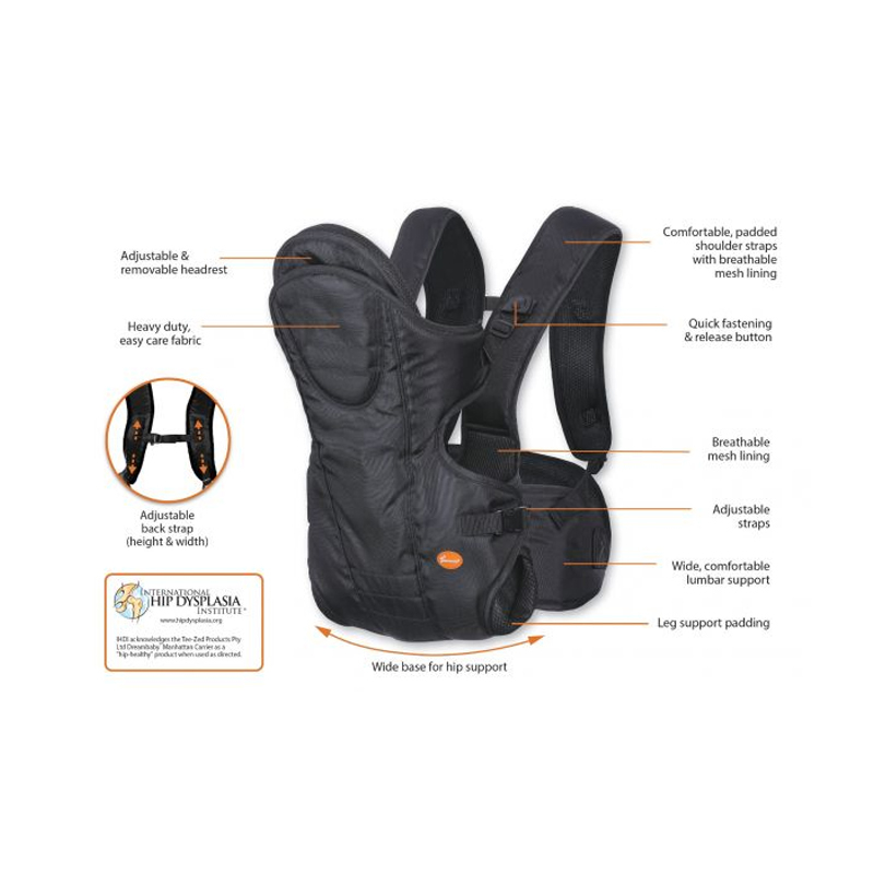 Μάρσιπος Κλασικός (3-12 Μηνών Έως 15Kg) Dreambaby Manhattan Black Br75568 Home Βρεφικά Μάρσιποι Spitishop