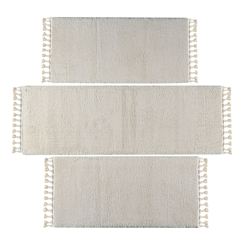 Χαλιά Κρεβατοκάμαρας (Σετ 3τμχ) Polcarpet Silky Shaggy Beige