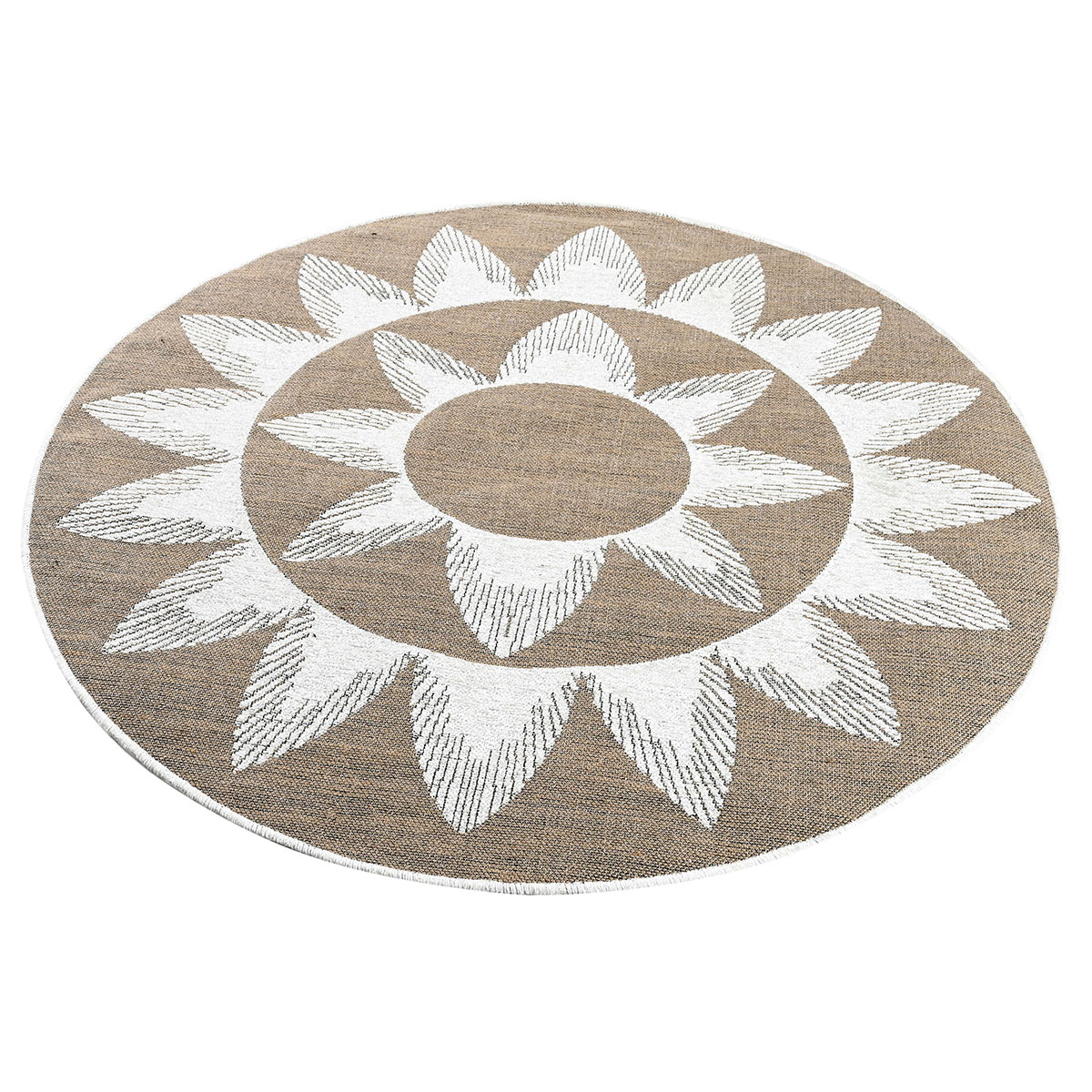 Στρογγυλό Χαλί All Season (Φ130) Polcarpet Gloria Marakes G3005 White Home Χαλιά Σαλονιού Spitishop