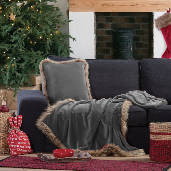 Χριστουγεννιάτικη Κουβέρτα Καναπέ (130x180) Nef-Nef Tinsel Grey