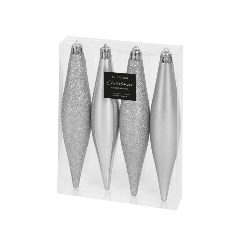 Χριστουγεννιάτικα Στολίδια (Σετ 4τμχ) K-M Silver CAN210410