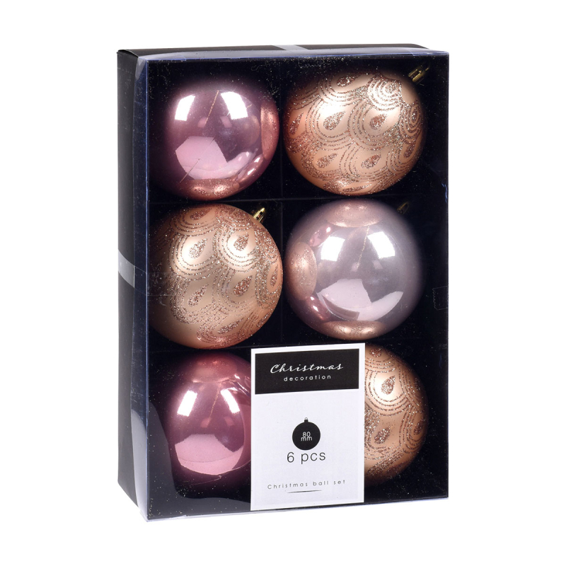 Χριστουγεννιάτικες Μπάλες (Σετ 6τμχ) K-M Pink CAN214740