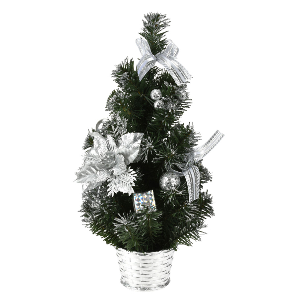 Χριστουγεννιάτικο Δέντρο Επιτραπέζιο 40εκ. Με Στολίδια K-M Silver AKB002740