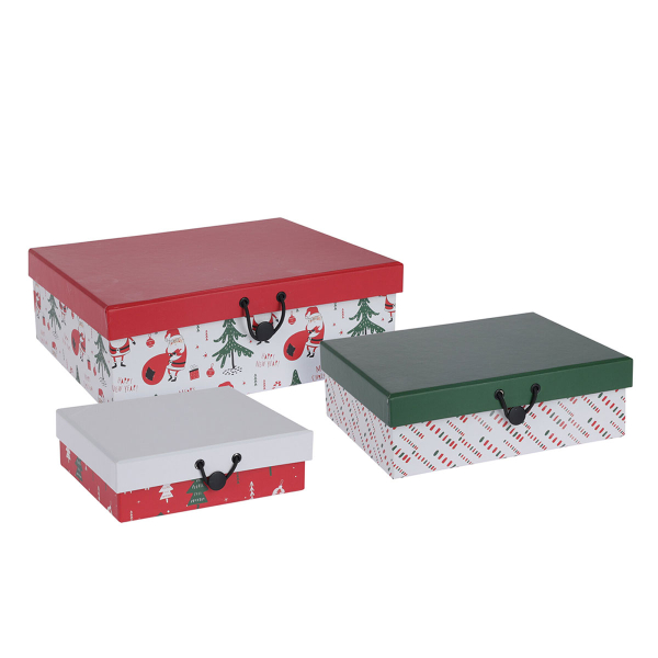 Χριστουγεννιάτικα Κουτιά Αποθήκευσης (Σετ 3τμχ) K-M Giftbox ADB300320