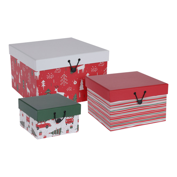 Χριστουγεννιάτικα Κουτιά Αποθήκευσης (Σετ 3τμχ) K-M Square ADB300340