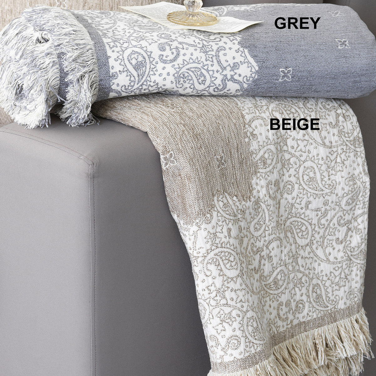 Ριχταρι Πολυθρόνας (180X180) Palamaiki Mimoza Grey Home Λευκά Είδη Σαλονιού Ριχτάρια Καναπέ Spitishop