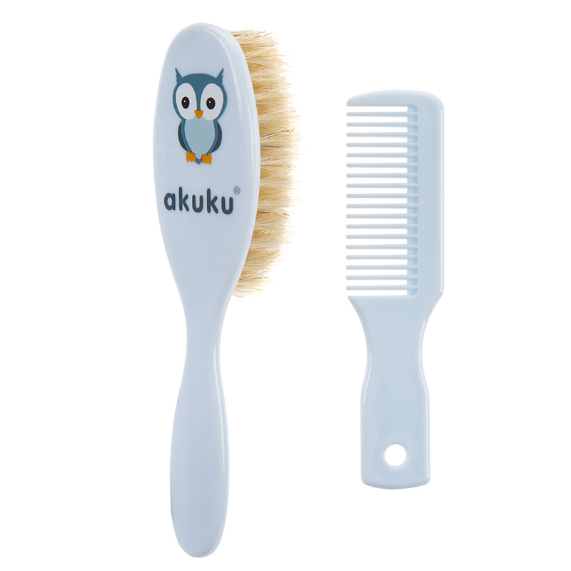 Βρεφικό Σετ Βούρτσα + Χτένα Akuku Κουκουβάγια A0457 Γαλάζιο