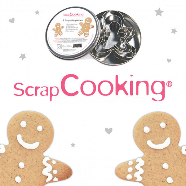 Χριστουγεννιάτικα Κουπ Πατ Ανοξείδωτα (Σετ 3τμχ) Σε Κουτί Scrap Cooking Gingerbread Man SCC-2009