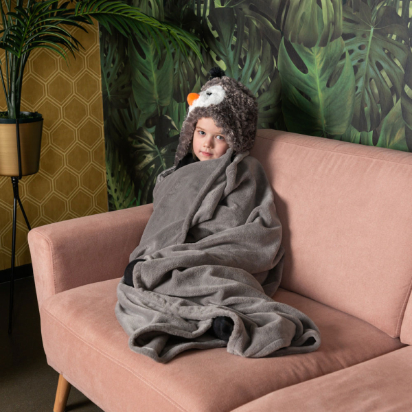Κουβέρτα Fleece Με Κουκούλα (130x100) Cozy Noxxiez Penguin NX-BL813