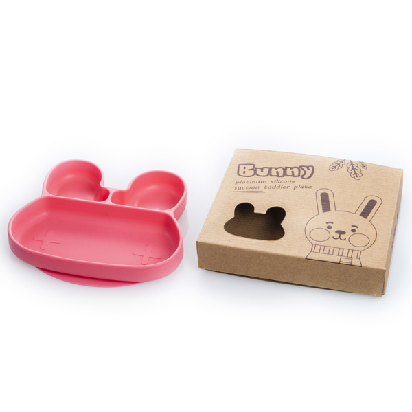 Πιάτο Σιλικόνης Με Χωρίσματα Babywise Κουνελάκι SLP042 Ροζ
