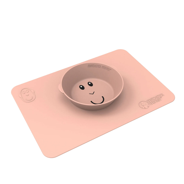 Μπωλ Με Ενσωματωμένο Σουπλά Matchstick Monkey Anti-Slip Bowl Dusty Pink