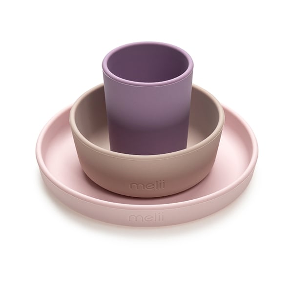 Παιδικό Σετ Φαγητού 3τμχ Melii Purple-Grey-Pink