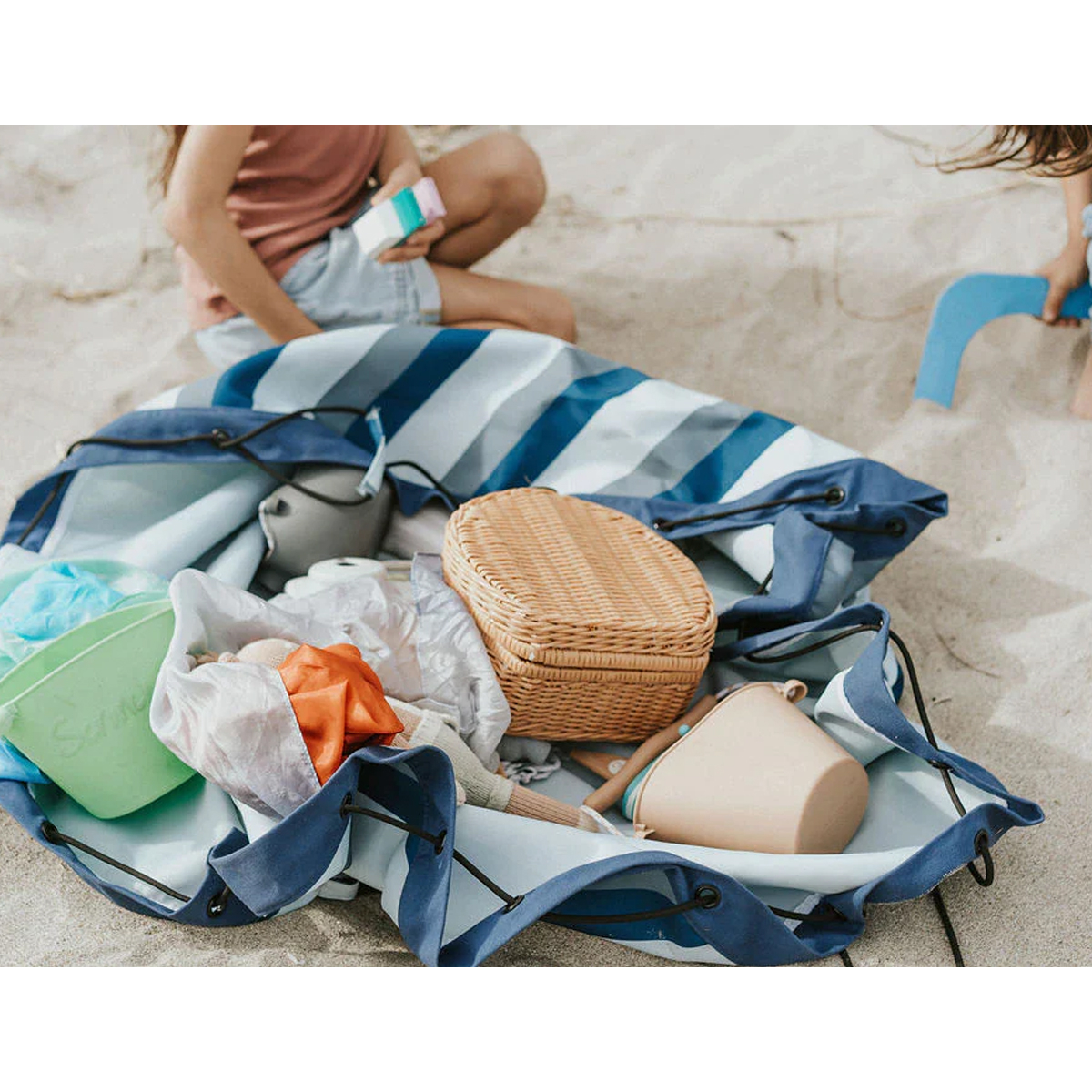 Σάκος Στρώμα Παιχνιδιού Play Go Outdoor Blue Green Stripes Home Οργάνωση & Αποθήκευση Βρεφικού - Παιδικού Spitishop