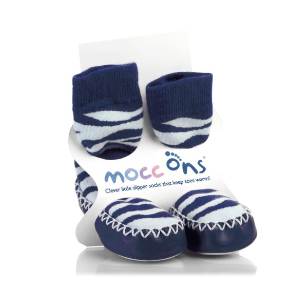 Παιδικές Καλτσοπαντόφλες Sock Ons Mocc Ons Blue Zebra