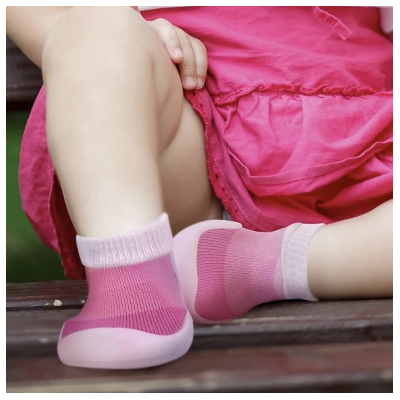 Παιδικές Καλτσοπαντόφλες Sock Ons Steps On Ροζ Ριγέ