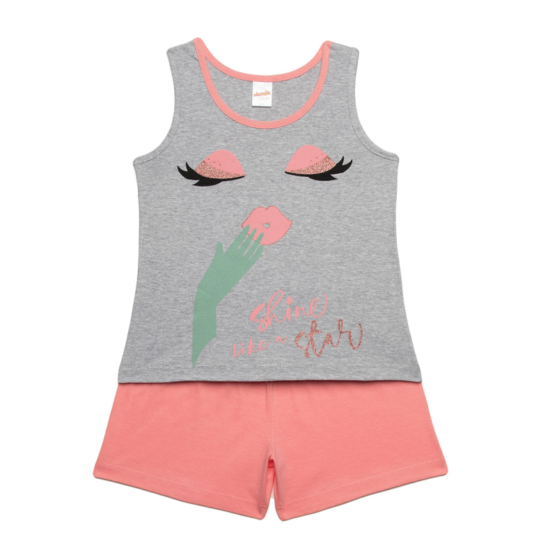 Πιτζάμα Παιδική Καλοκαιρινή Minervakia Shine Star 61971-133 Γκρι