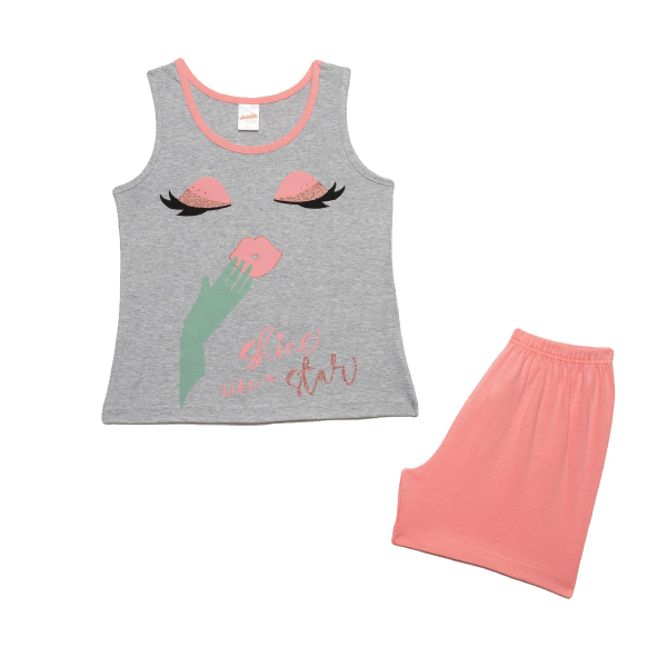 Πιτζάμα Παιδική Καλοκαιρινή Minervakia Shine Star 61971-133 Γκρι