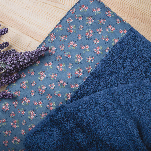 Πετσέτα Σώματος (70x140) White Fabric Botanic Border Blue 500gsm