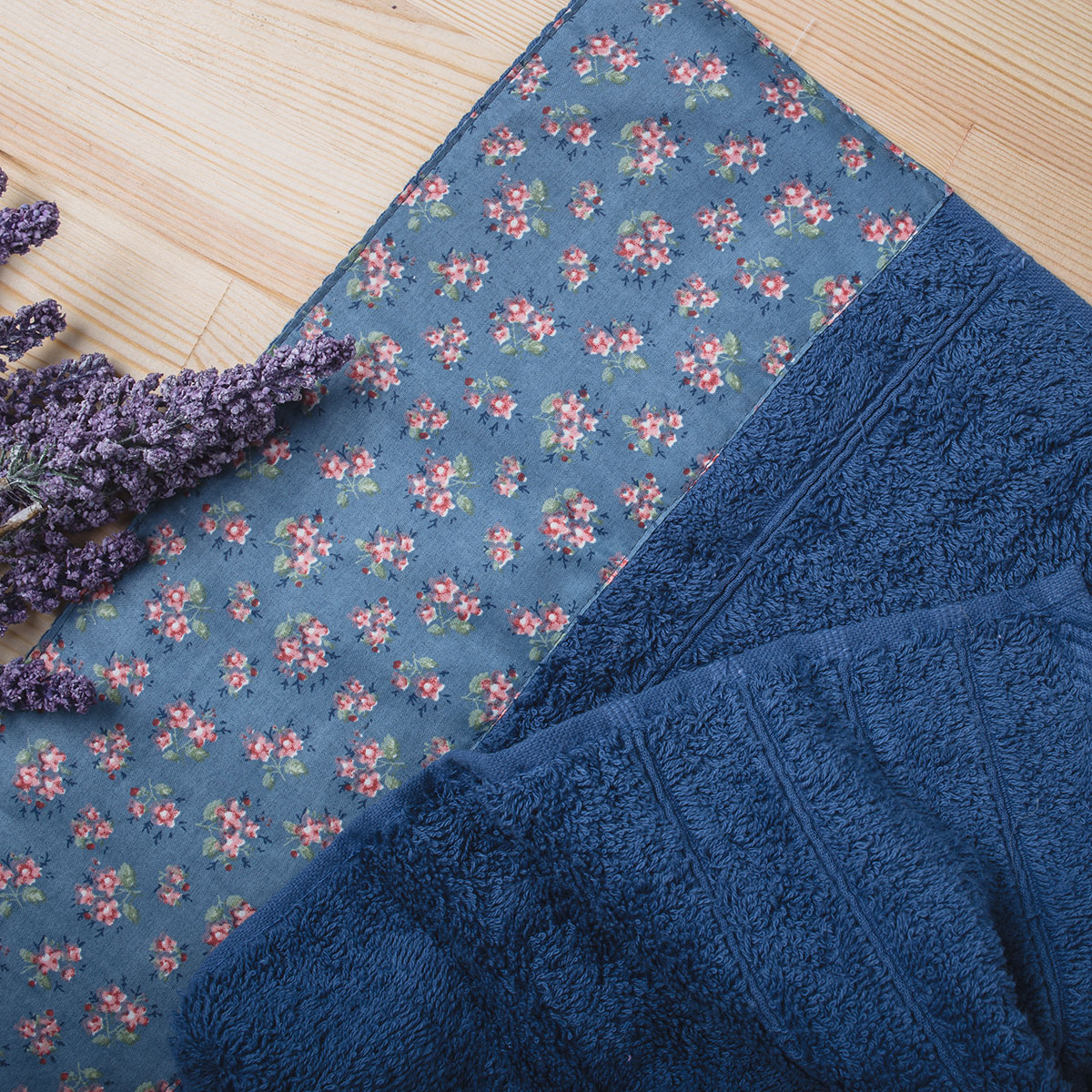 Πετσέτες Μπάνιου (Σετ 3τμχ) White Fabric Botanic Border Blue 500gsm φωτογραφία